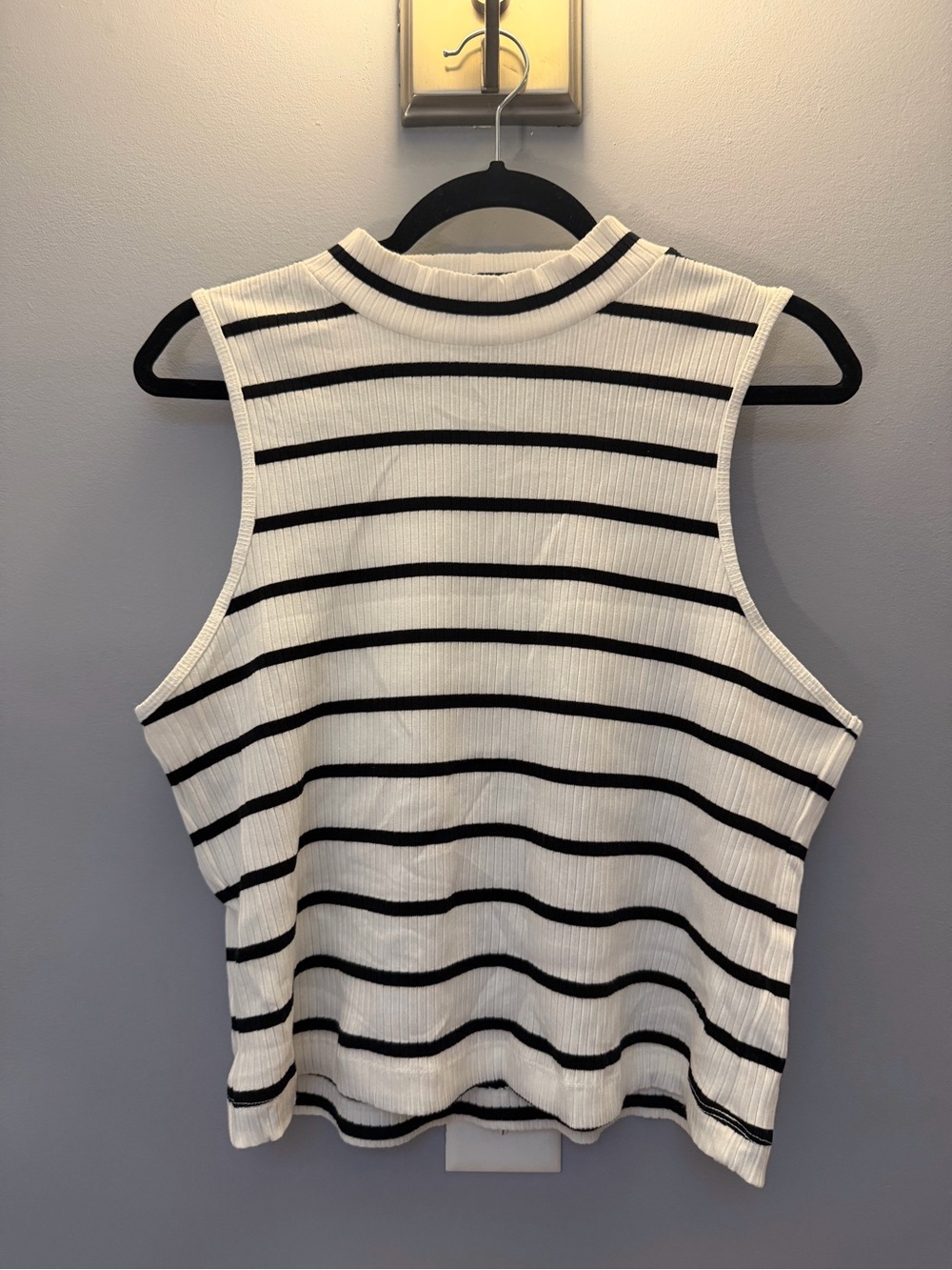 Old Navy Black & White Striped Ribbed Tank